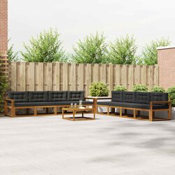 9-Piece Outdoor Sectional Sofa Set with Brown Cushions