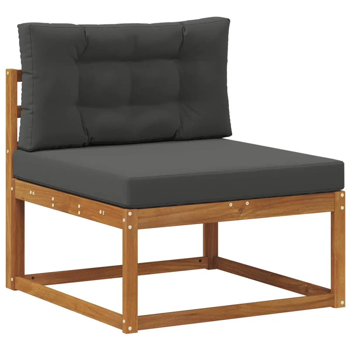 Outdoor Sectional Sofa Set Brown 9 Piece Solid Acacia Wood Cushions