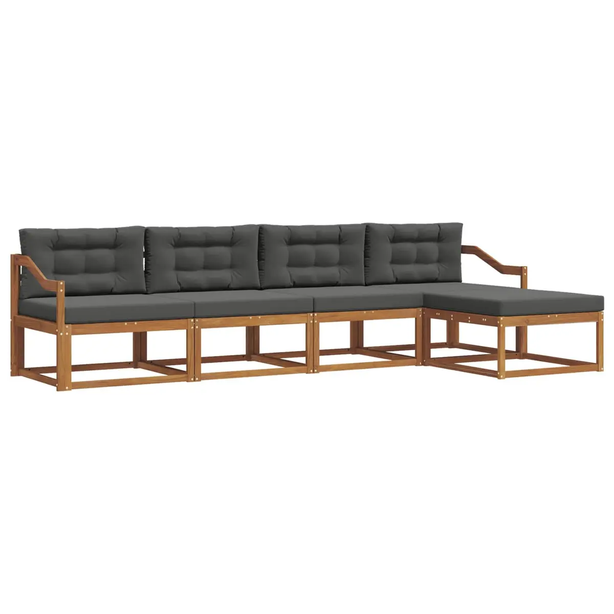 Outdoor Sectional Sofa Set Modular Brown 5 Piece Solid Wood Garden Patio Furniture