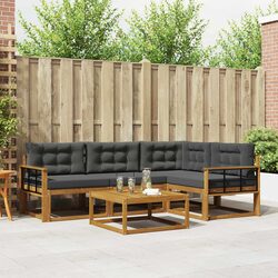 5-Piece Modular Outdoor Sofa Set with Cushions in Brown