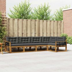 5-Piece Outdoor Sectional Sofa Set with Brown Cushions