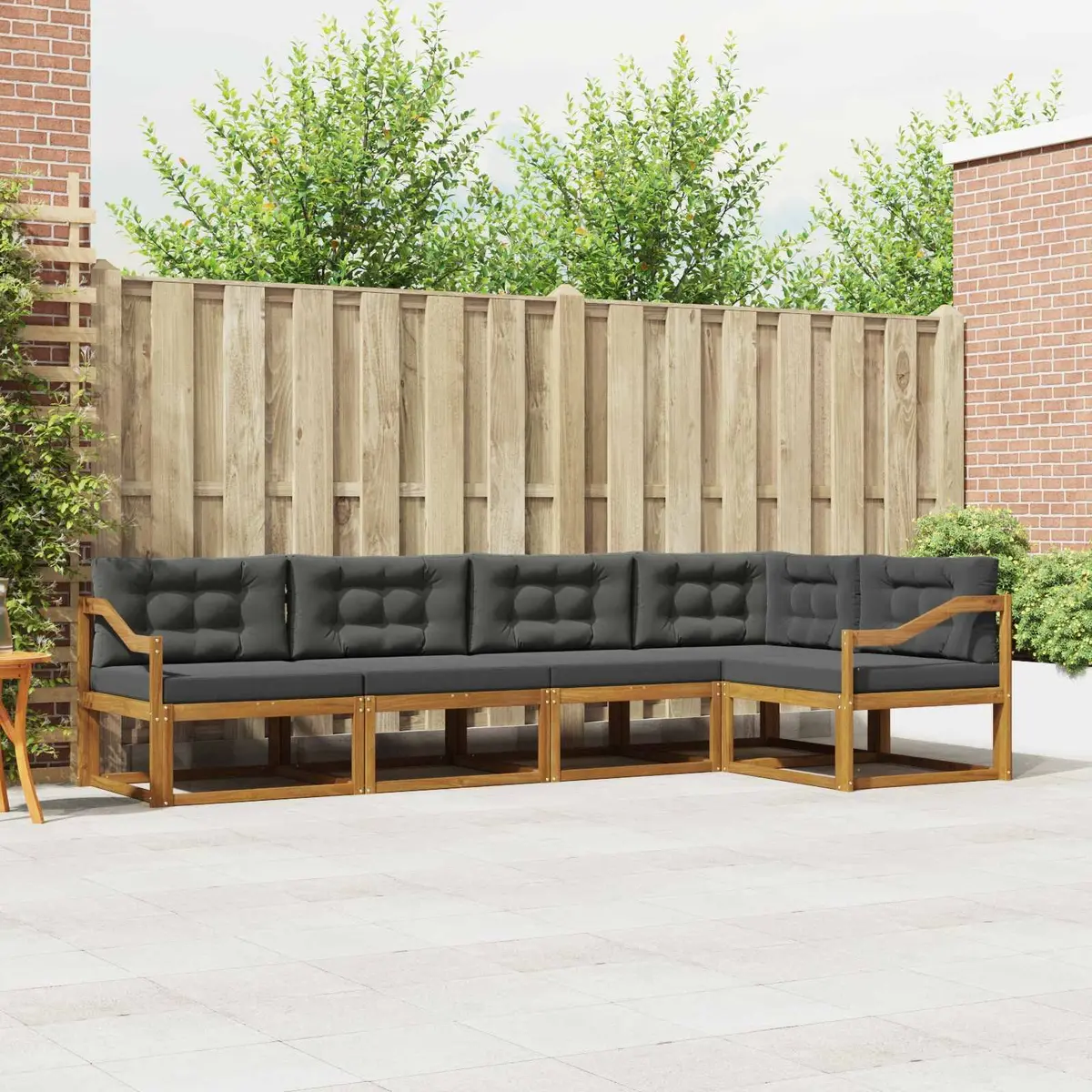 Outdoor Sofa Set Modular Sectional 5 Piece Natural Brown Solid Acacia Wood