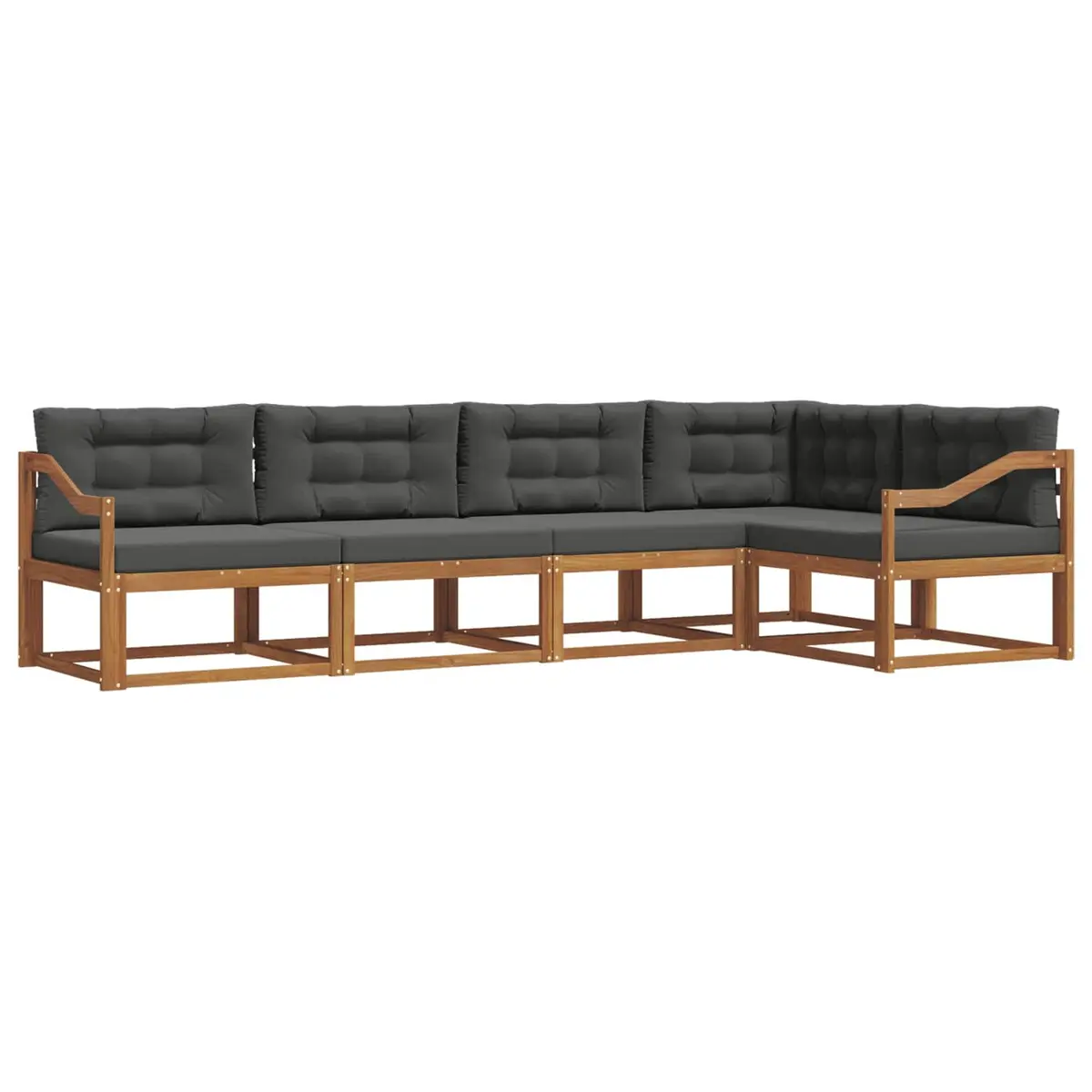 Outdoor Sofa Set Modular Sectional 5 Piece Natural Brown Solid Acacia Wood