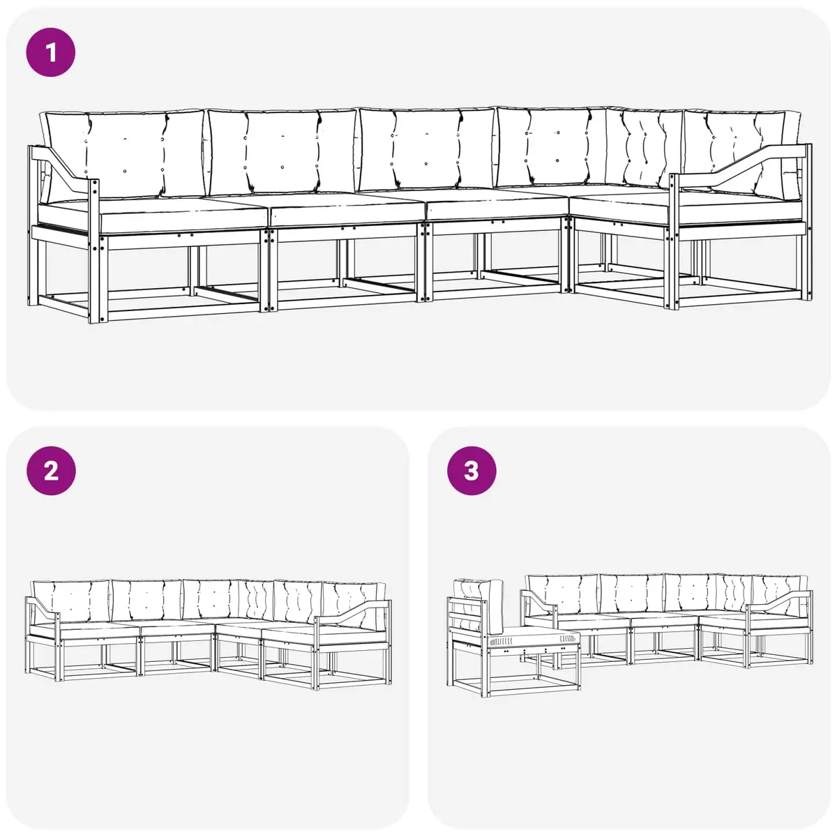 Outdoor Sofa Set Modular Sectional 5 Piece Natural Brown Solid Acacia Wood