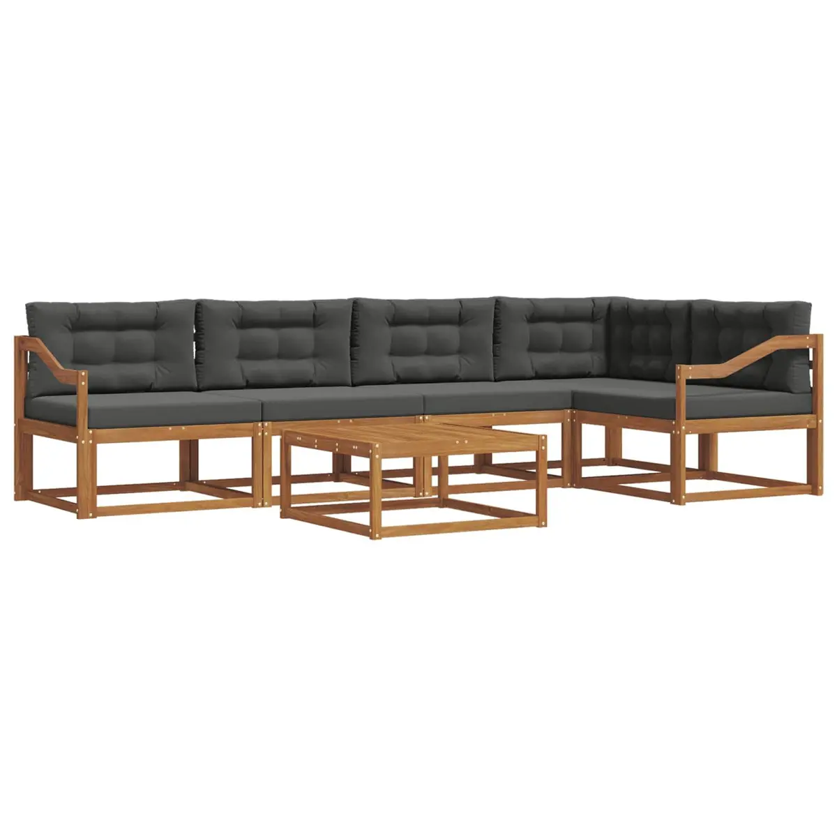 Outdoor Sectional Sofa Set Modern 6 Piece Modular Garden Patio Furniture Solid Acacia Wood