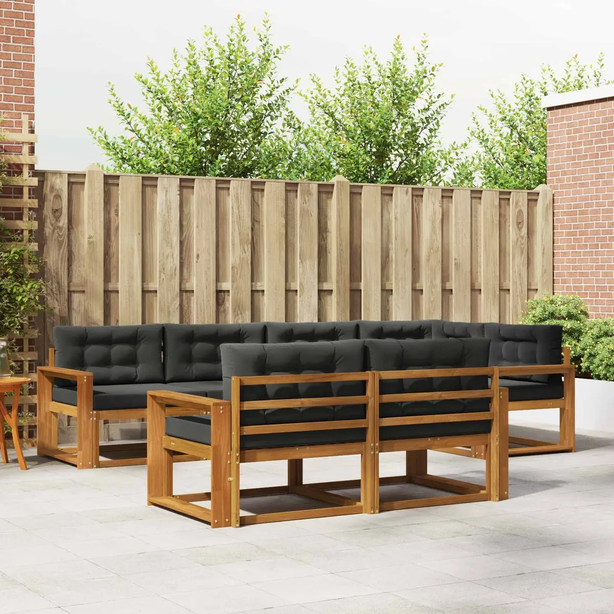 Outdoor Sofa Set Modular Sectional 8 Piece Natural Acacia Wood