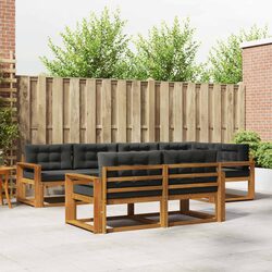 7 Piece Modular Outdoor Sectional Sofa Set with Brown Cushions