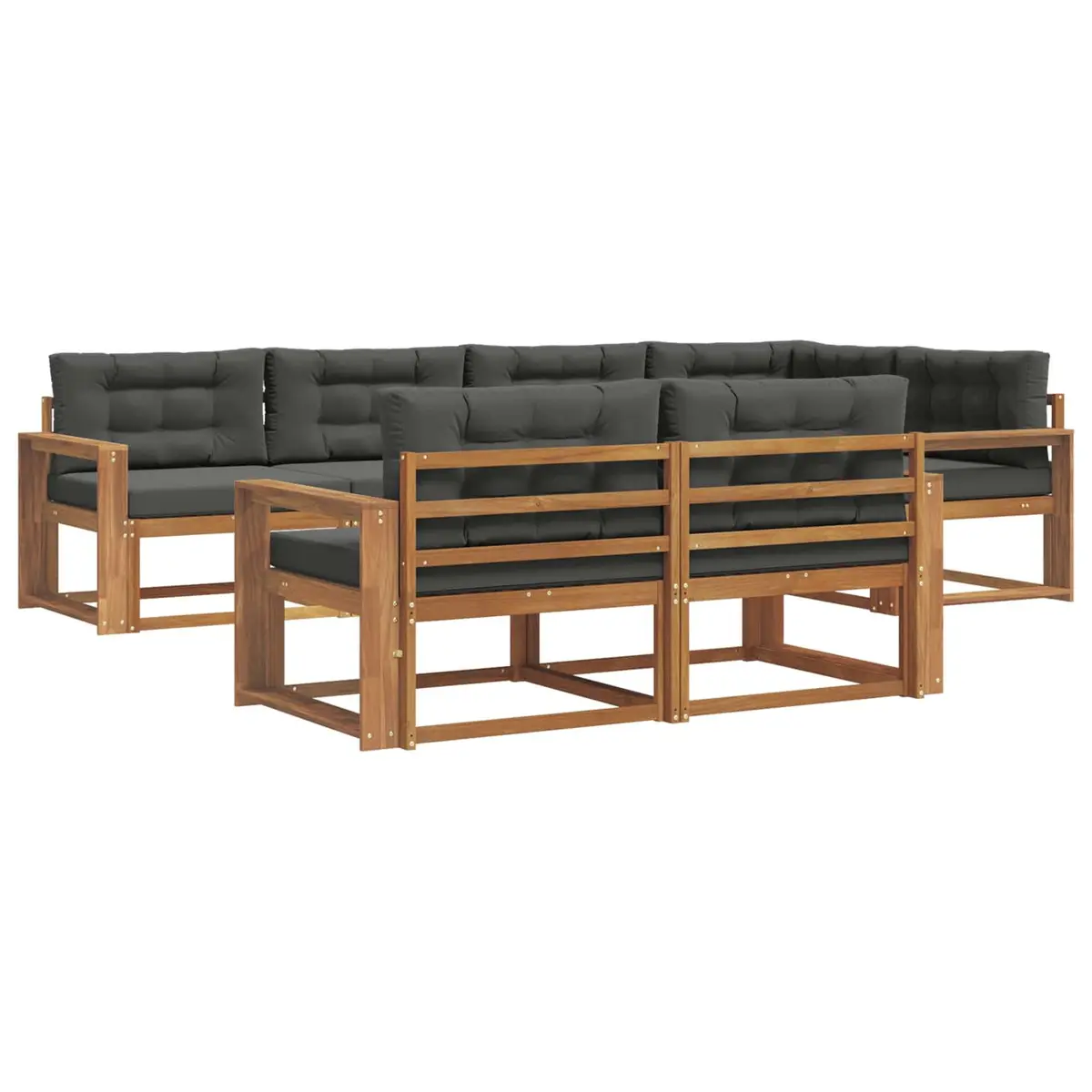 Outdoor Sofa Set Modular Sectional 8 Piece Natural Acacia Wood