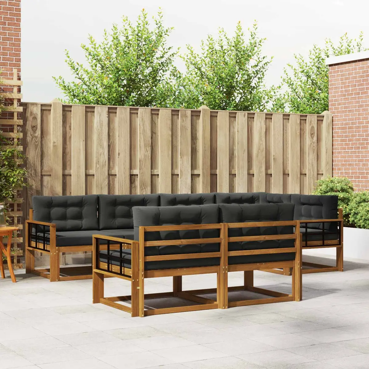 Outdoor Sofa Set Modular Sectional 8 Piece Natural Acacia Wood