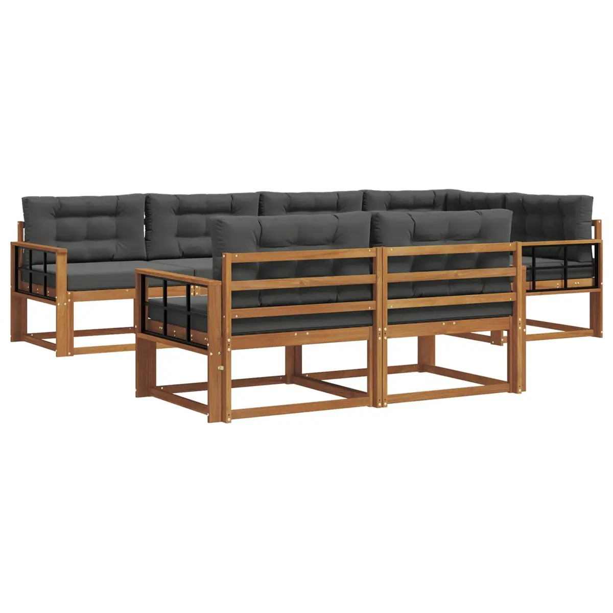 Outdoor Sofa Set Modular Sectional 8 Piece Natural Acacia Wood