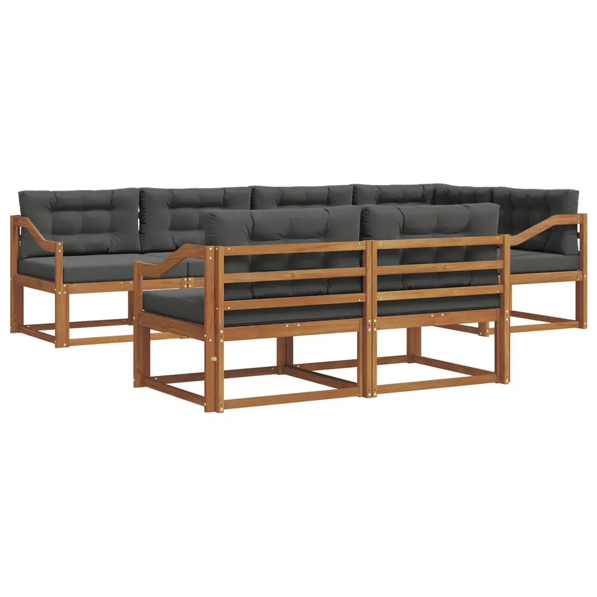 Outdoor Sofa Set Modular Sectional 8 Piece Brown Solid Acacia Wood
