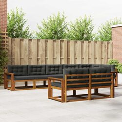 8-Piece Acacia Wood Outdoor Sectional Sofa Set
