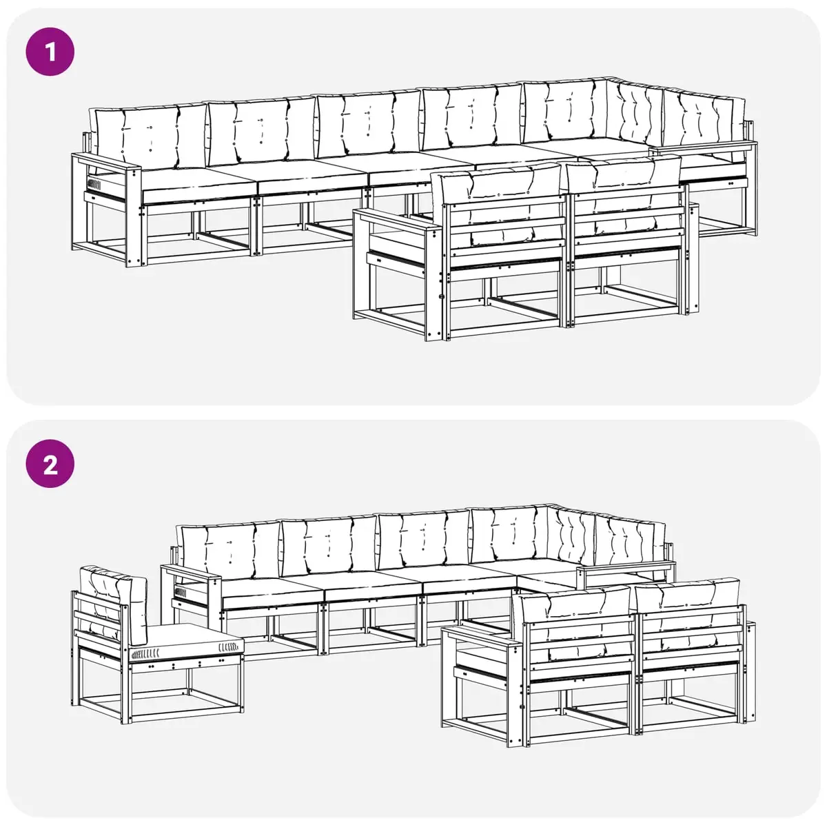 Outdoor Sectional Sofa Set Modular 8 Piece Acacia Wood