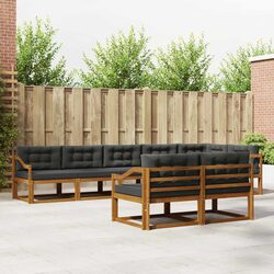 8-Piece Modular Acacia Wood Outdoor Sectional Sofa Set