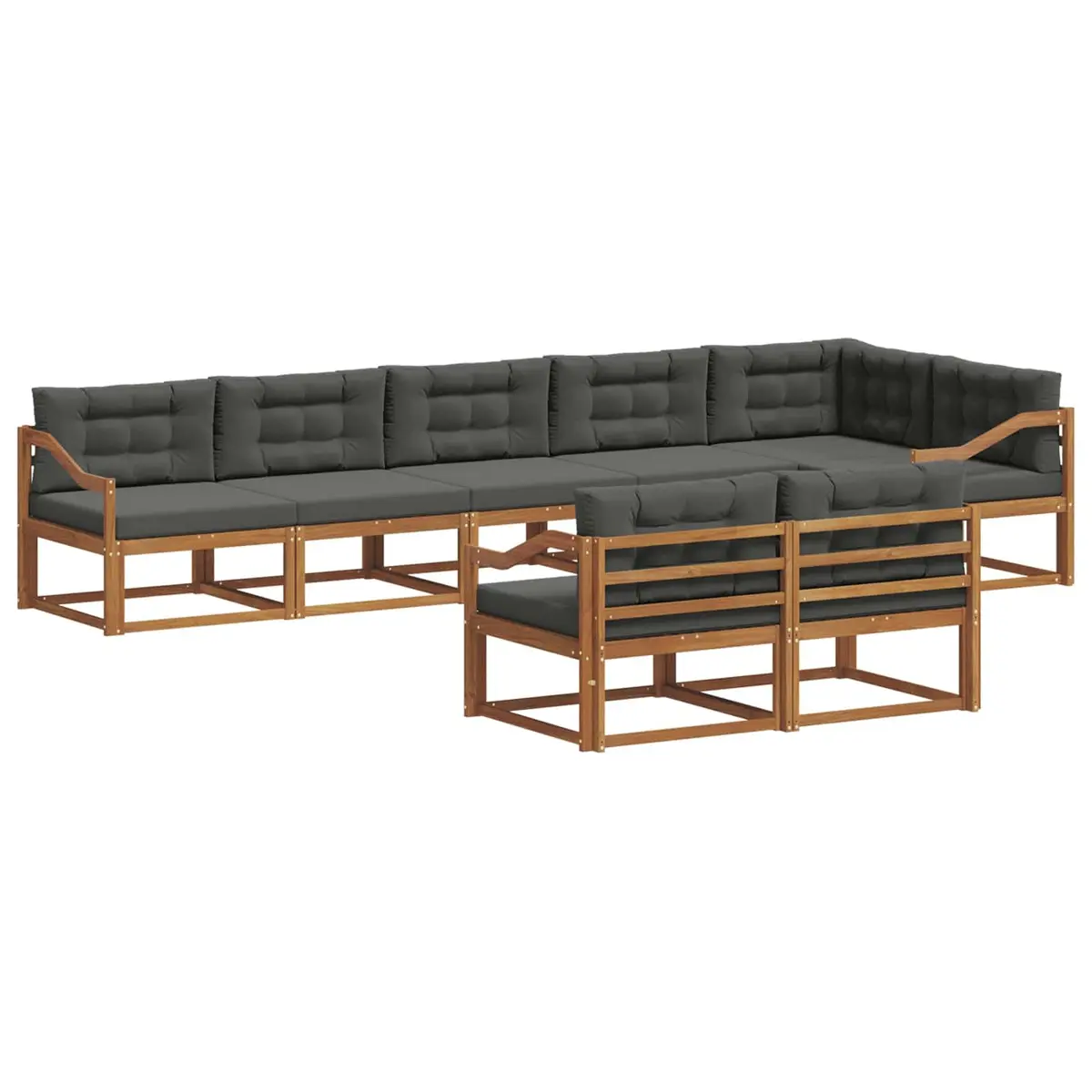 Outdoor Sectional Sofa Set Modular 8 Piece Acacia Wood Brown