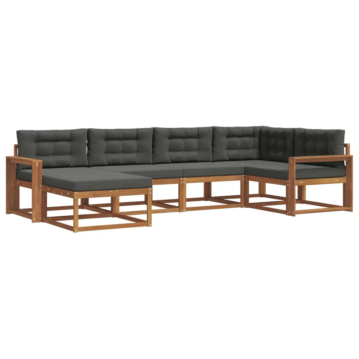 Outdoor Sofa Set Modular 6 Piece Solid Acacia Wood Brown Garden Patio Furniture