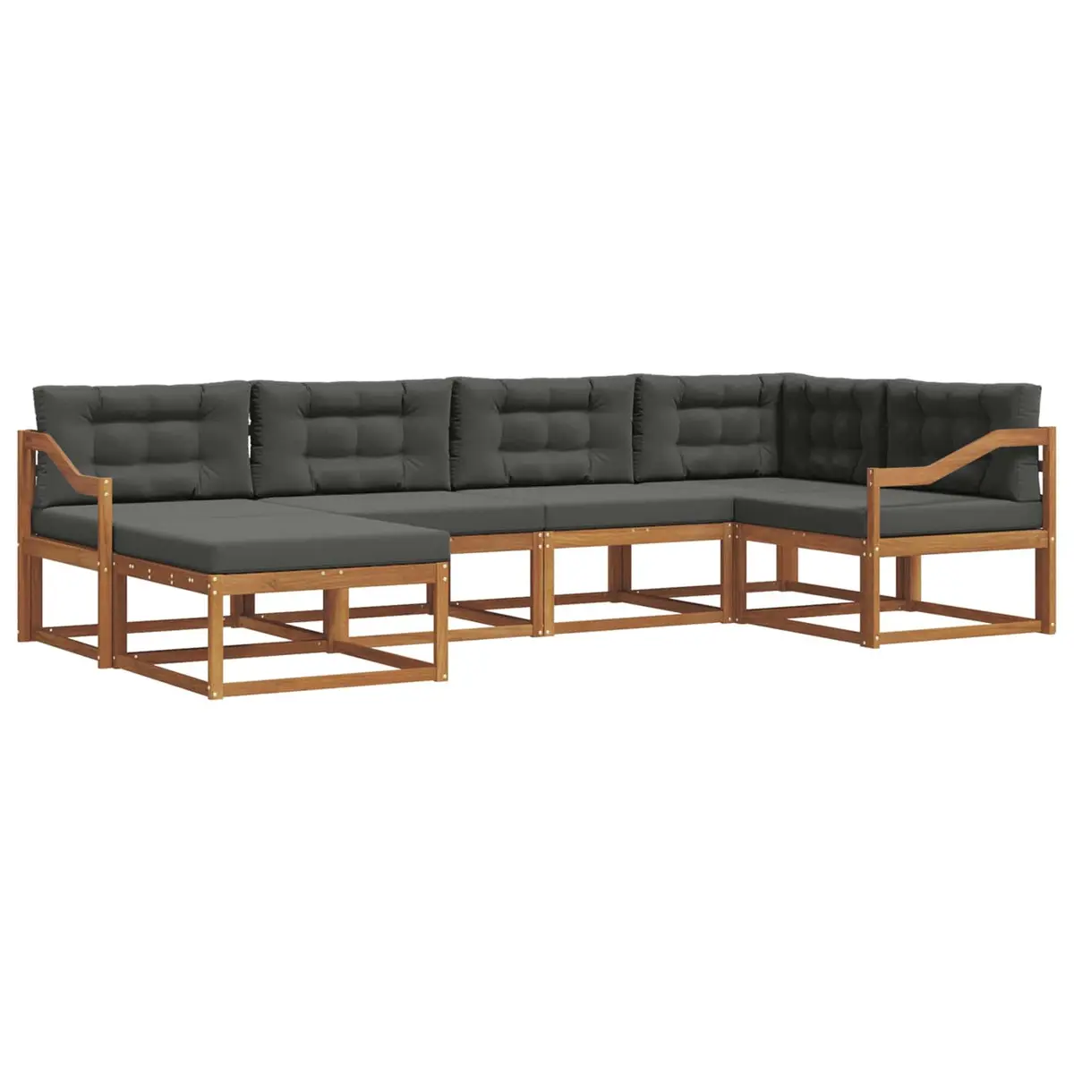 Outdoor Sofa Set Slatted Frame Modular 6 Piece Solid Acacia Wood Garden Patio Furniture