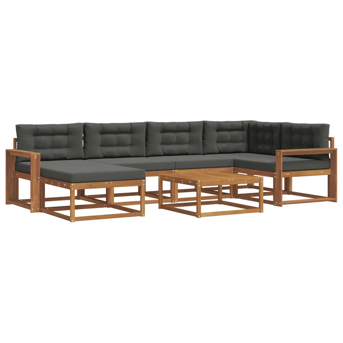 Outdoor Sectional Sofa Set Modular 7 Piece Acacia Wood Garden Patio Furniture