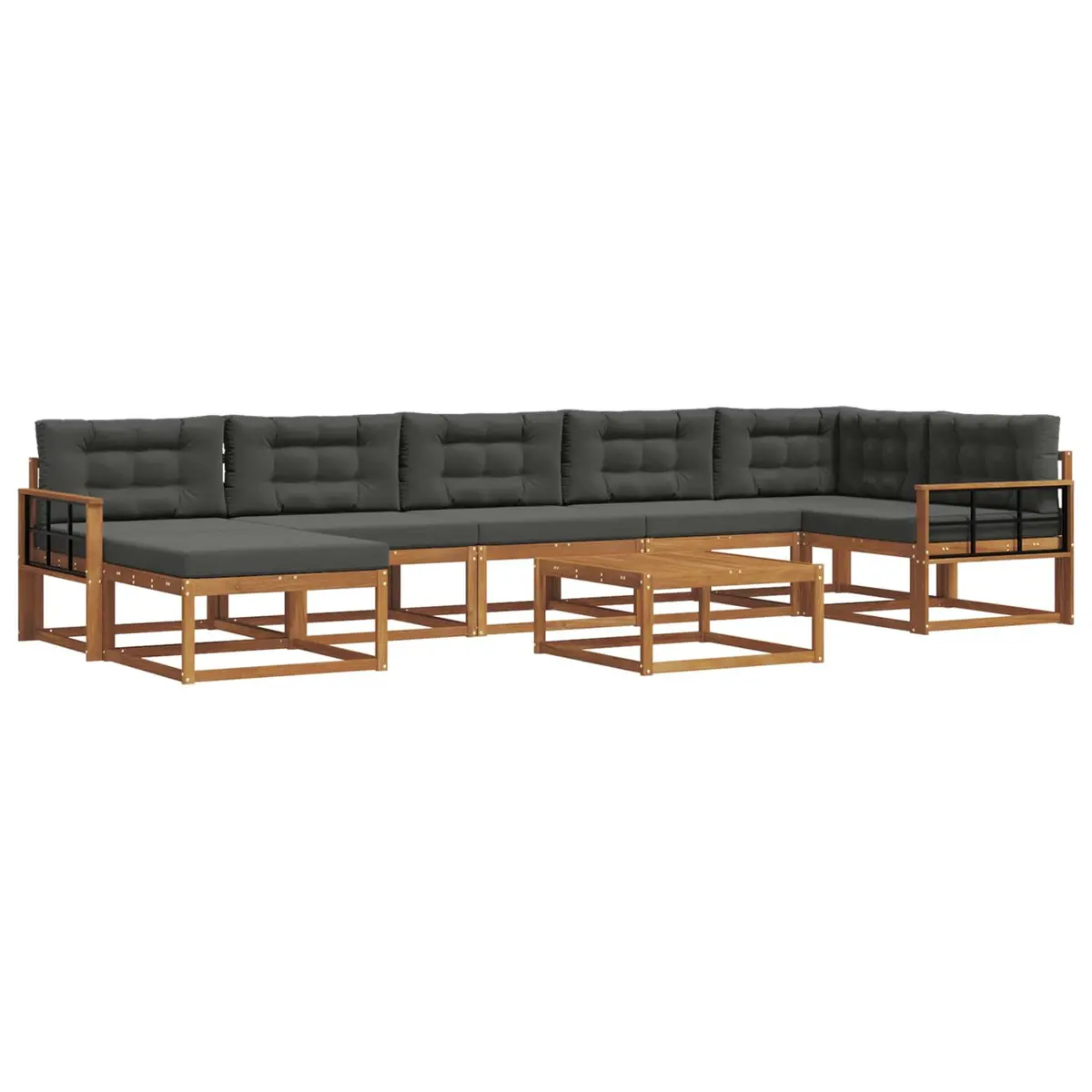 Outdoor Sectional Sofa Set 8 Pcs Garden Patio Lounge Furniture with Cushions