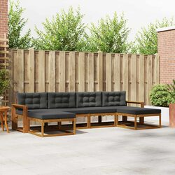 Brown 6-Piece Outdoor Sofa Set with Cushions