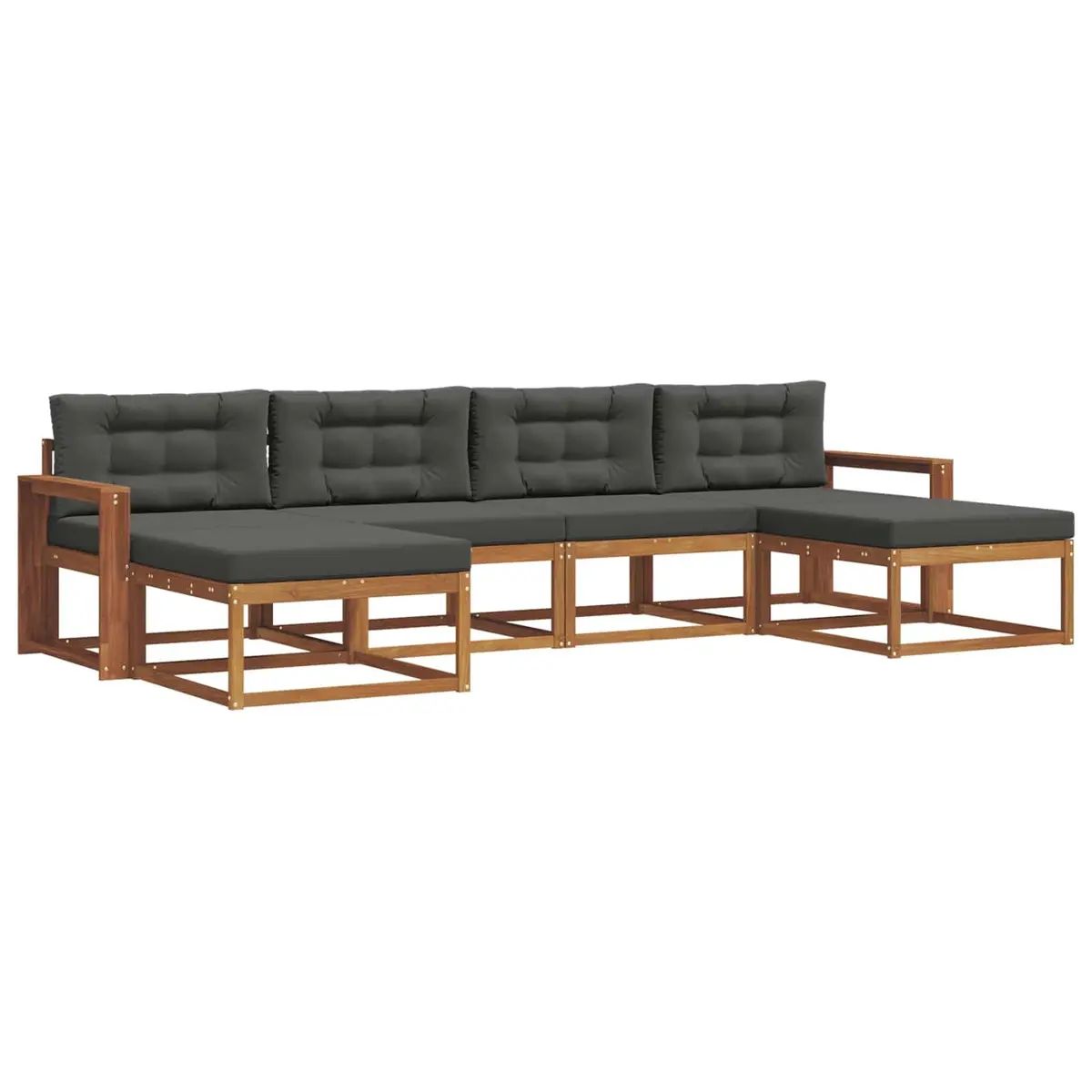 Outdoor Sofa Set 6 Pieces Garden Patio Furniture Lounger with Cushions Brown
