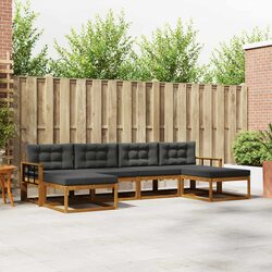 6-Piece Outdoor Sofa Set with Cushions in Brown
