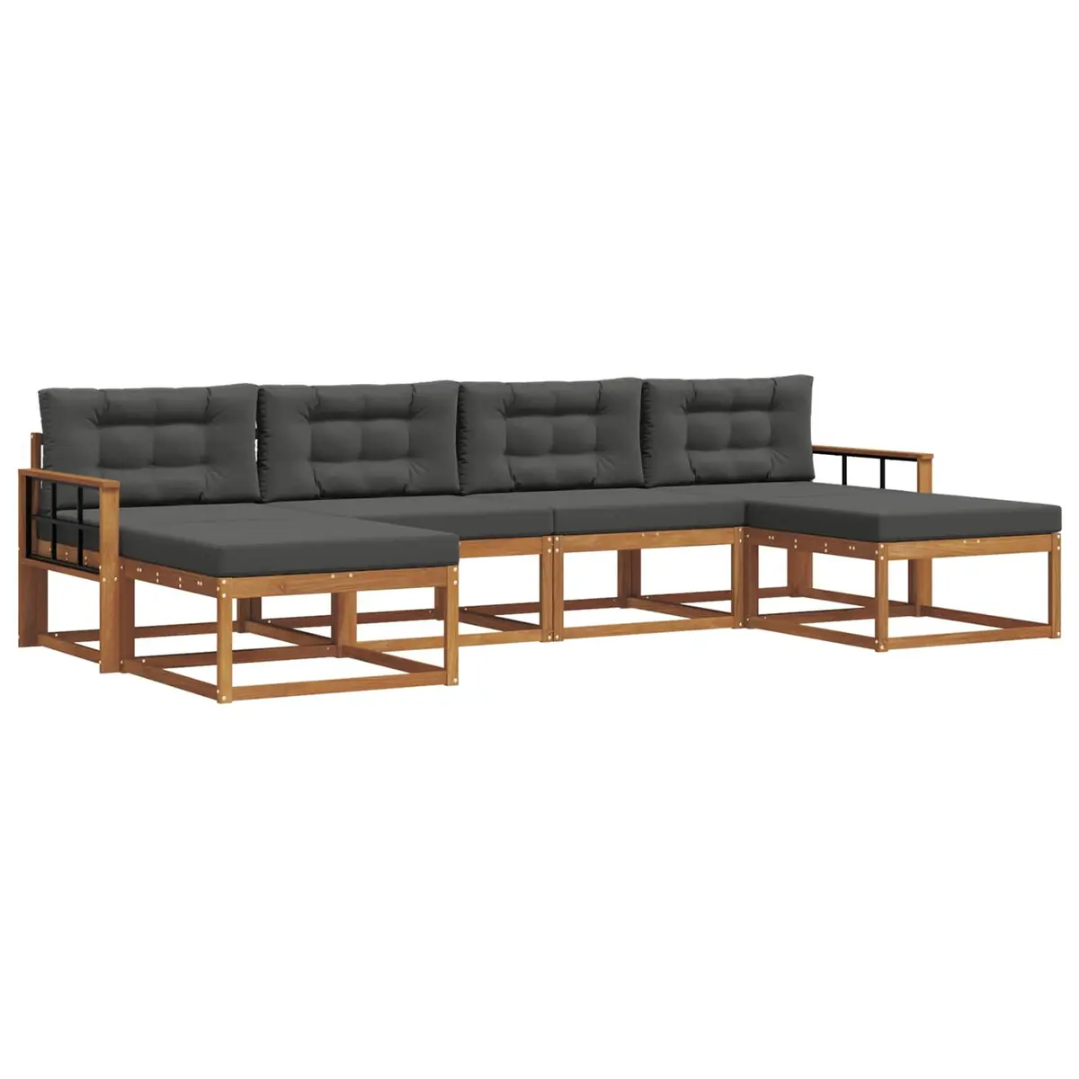 Outdoor Sofa Set Brown 6 Piece Solid Acacia Wood Patio Lounge with Cushions