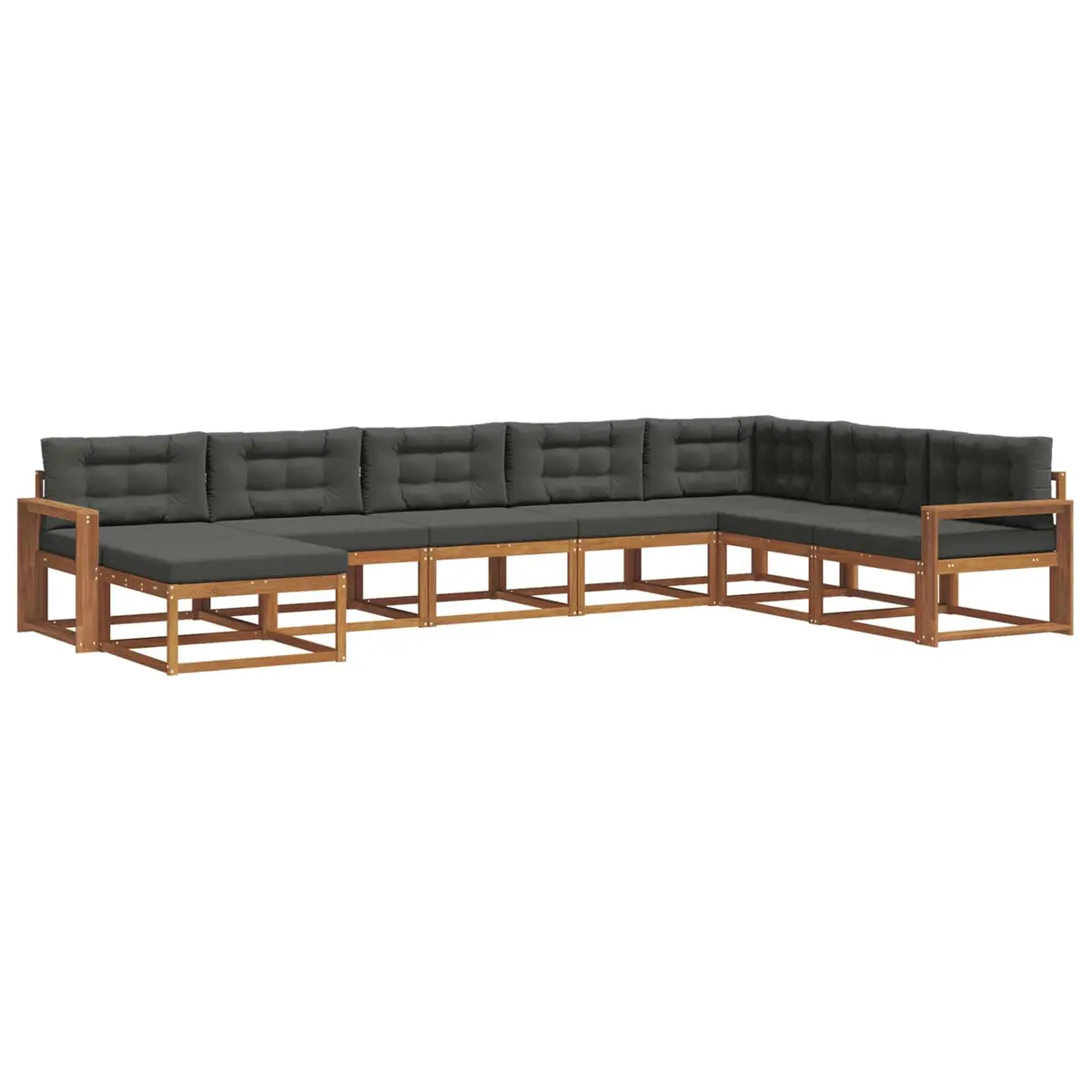 Outdoor Sectional Sofa Set Brown Acacia Wood 8 Piece