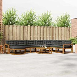 9-Piece Brown Outdoor Sectional Sofa Set with Cushions