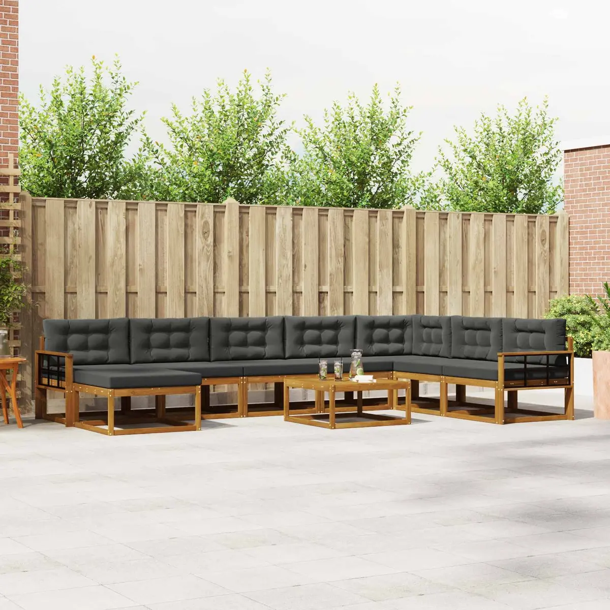 Outdoor Sectional Sofa Set 9-Piece Garden Furniture Patio Lounge with Cushions