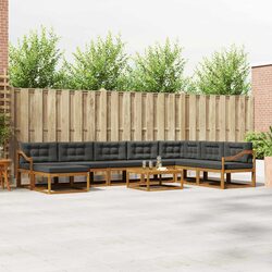 9-Piece Outdoor Sectional Sofa Set with Cushions - Brown
