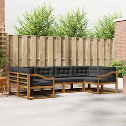 6 Piece Outdoor Sectional Sofa Set with Cushions - Brown