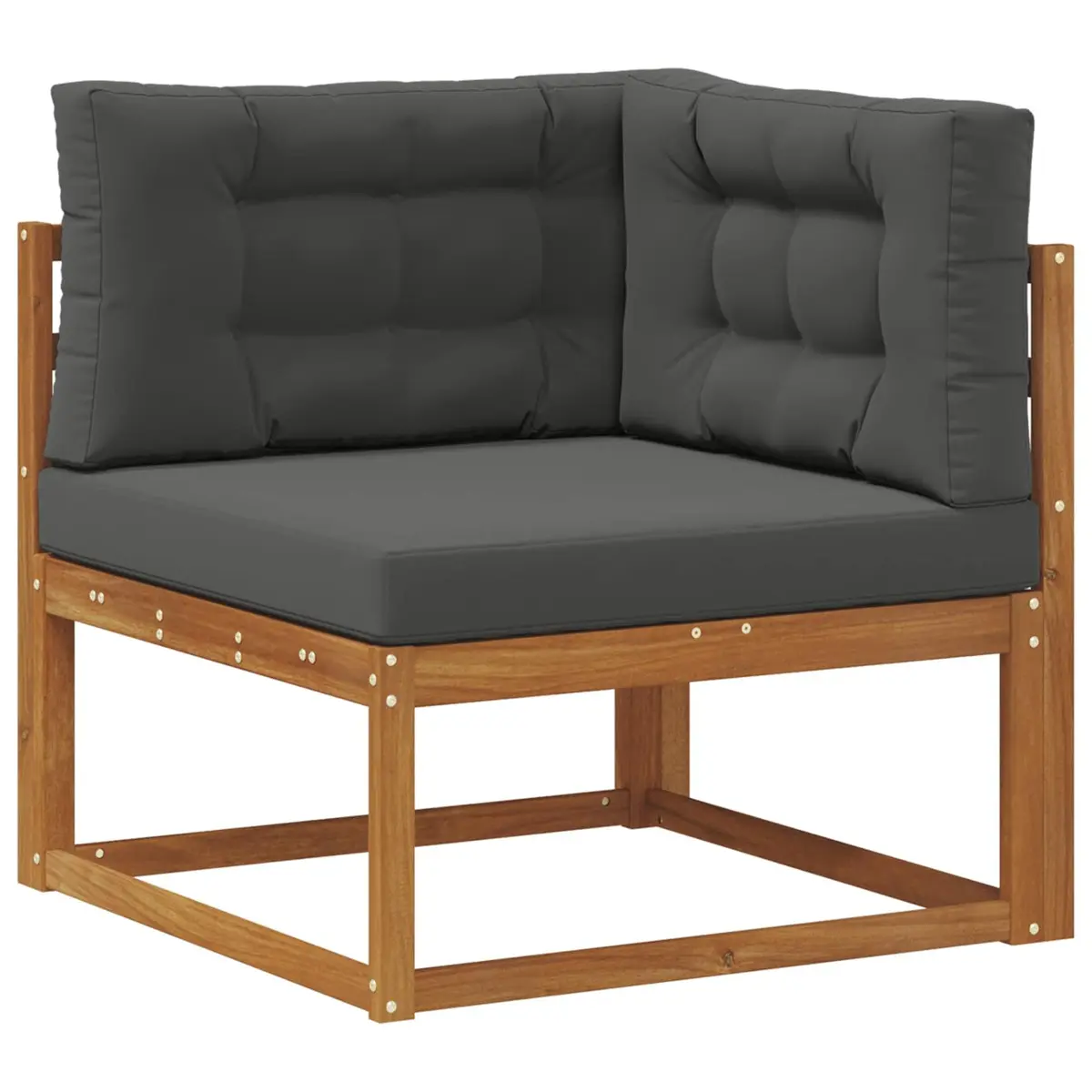 Outdoor Sectional Sofa Set Brown 7 Piece Solid Acacia Wood Cushions