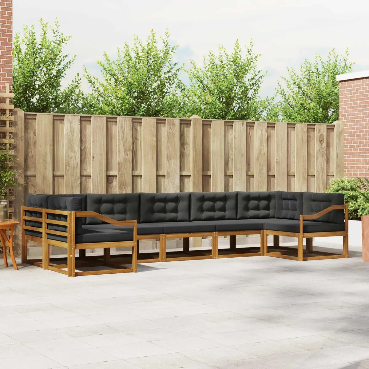 Outdoor Sofa Set Sectional 7 Piece Solid Acacia Wood Brown Weather Resistant
