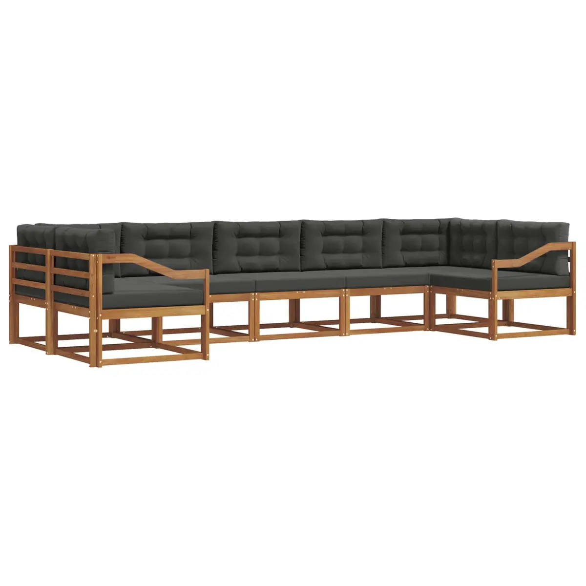 Outdoor Sofa Set Sectional 7 Piece Solid Acacia Wood Brown Weather Resistant