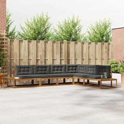 Garden Patio Sectional Sofa Set in Brown Acacia Wood