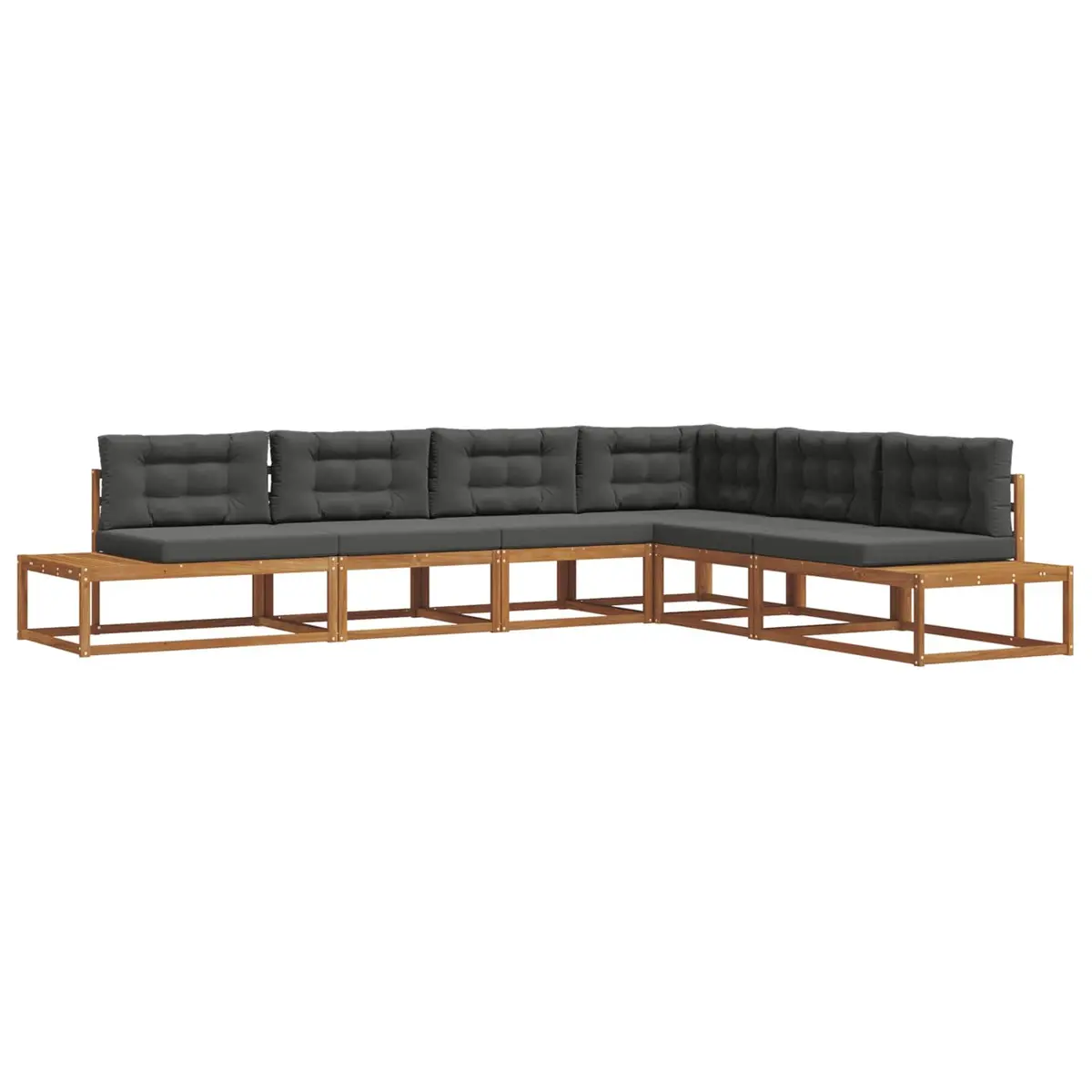 Outdoor Sectional Sofa Set Garden Patio Furniture Brown Acacia Wood Lounge