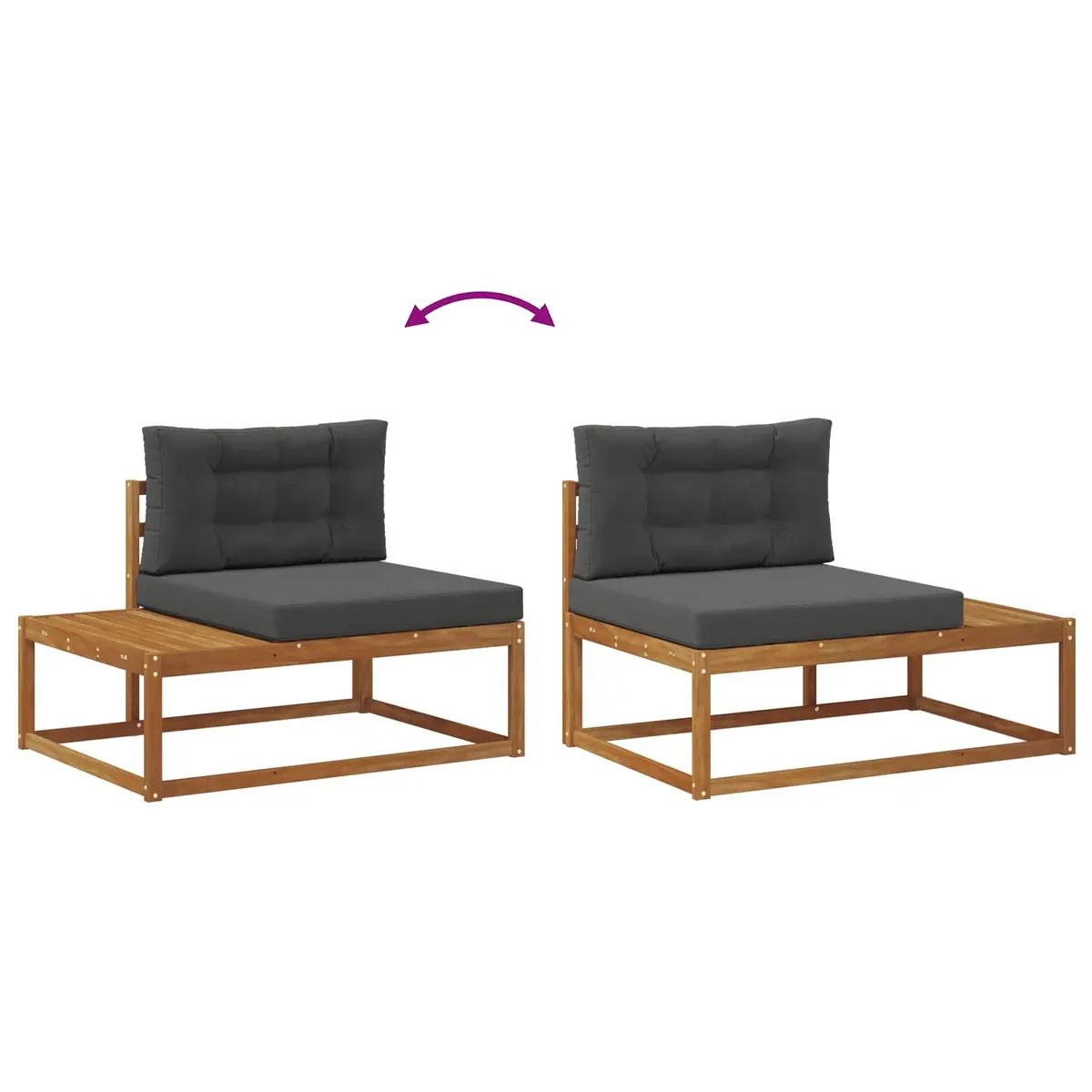 Outdoor Sectional Sofa Set Garden Patio Furniture Brown Acacia Wood Lounge