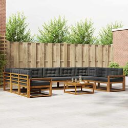 10 Piece Brown Outdoor Sectional Sofa Set