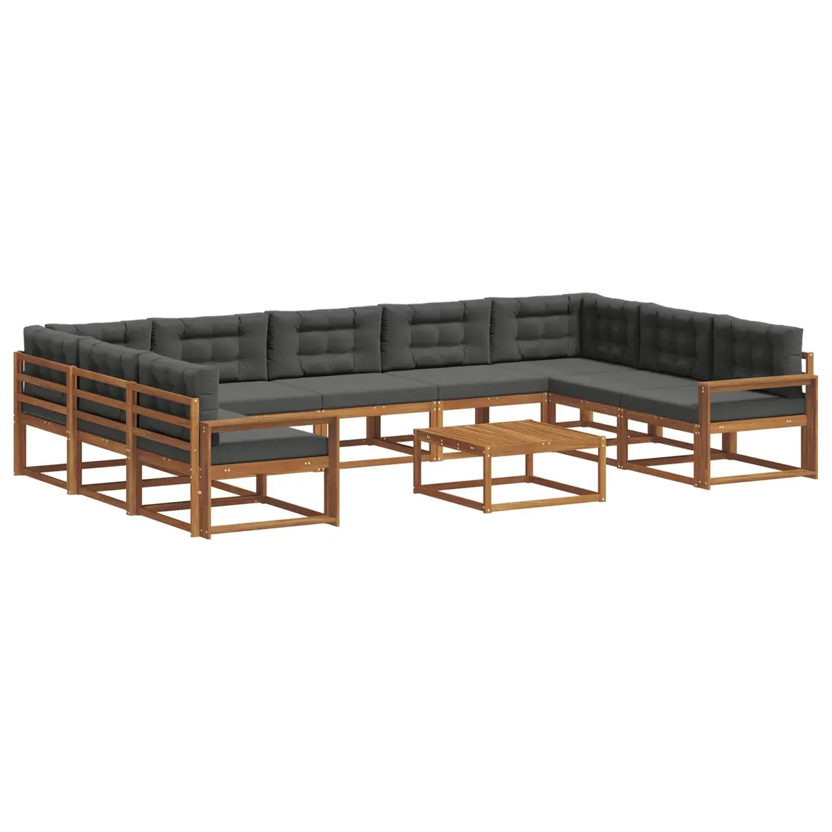 Outdoor Sectional Sofa Set Brown 10 Piece Solid Acacia Wood