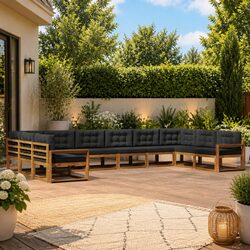 10-Piece Outdoor Sectional Sofa Set with Cushions