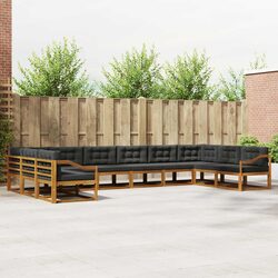10 Piece Patio Garden Sofa Set with Cushions