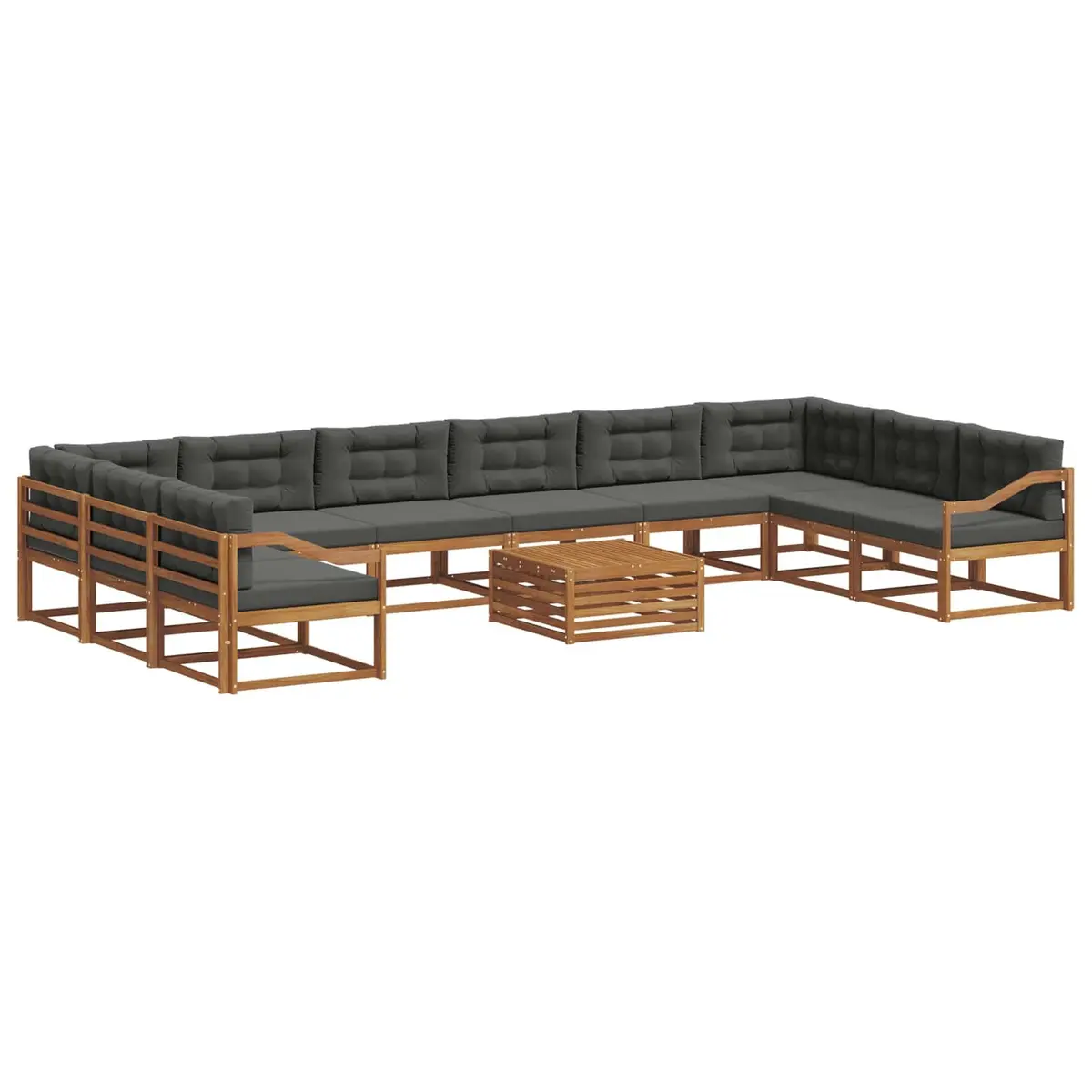 Outdoor Sectional Sofa Set 11 Pieces Garden Patio Furniture Modern Design Brown