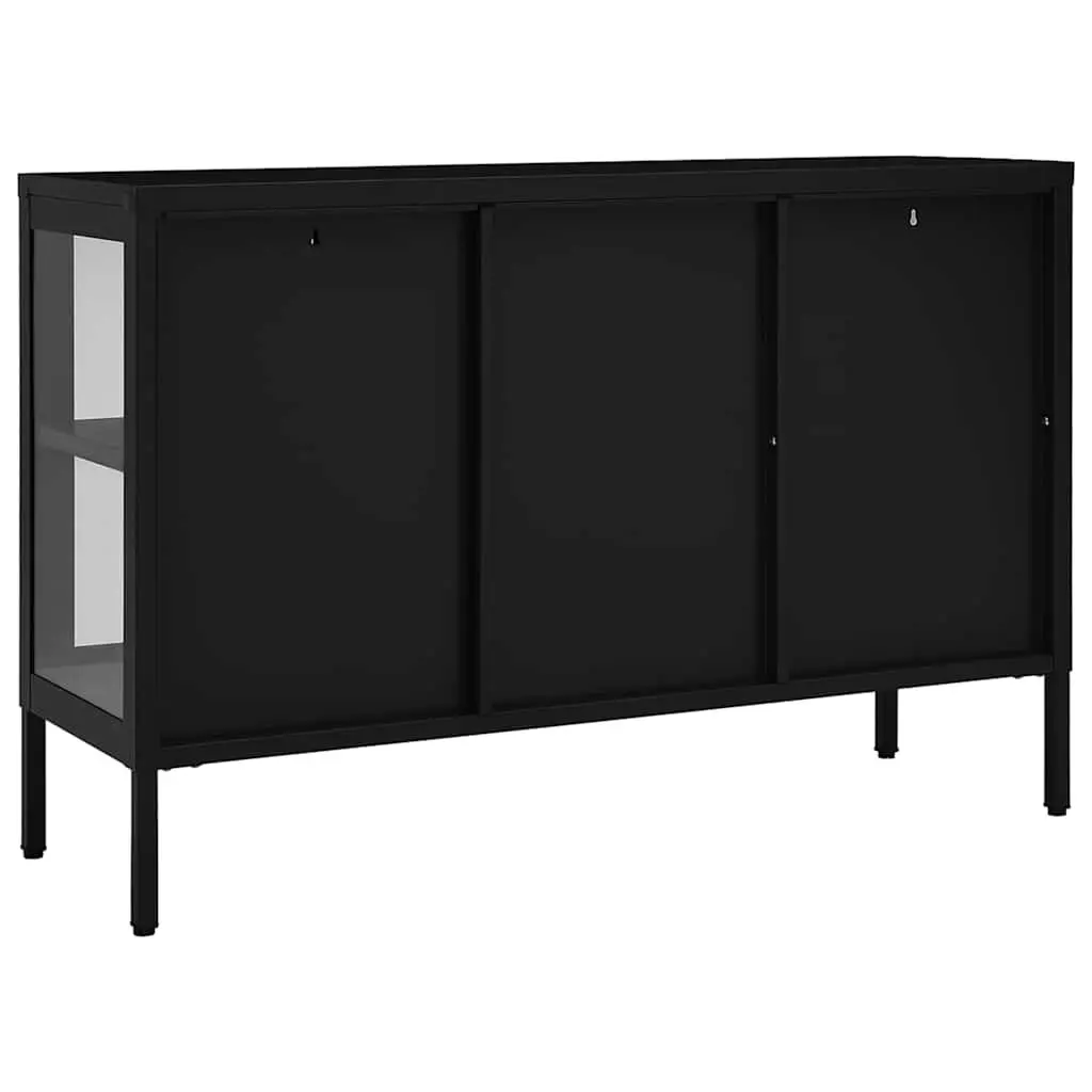 Sideboard Black 105x35x70 cm Steel Frame Glass Door Storage Cabinet