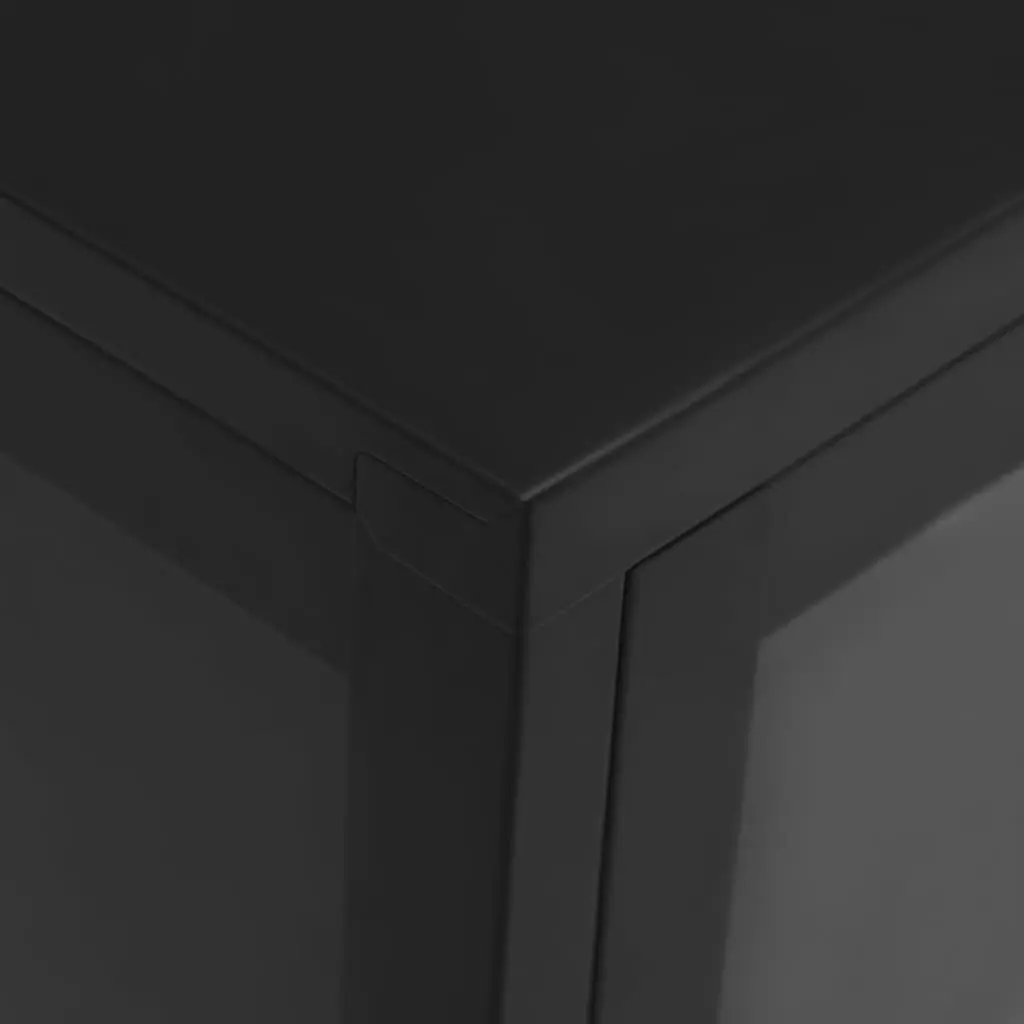 Sideboard Black 105x35x70 cm Steel Frame Glass Door Storage Cabinet