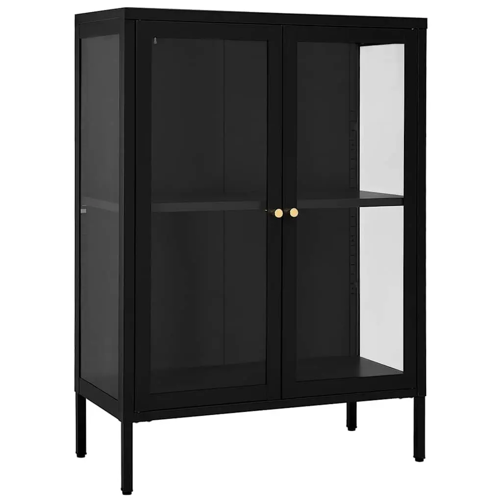 Black Sideboard Storage Cabinet with Glass Doors