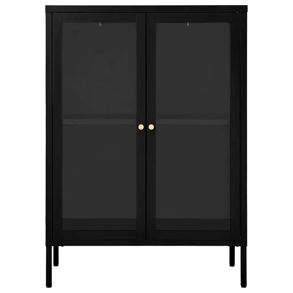 Black Sideboard Storage Cabinet with Glass Doors