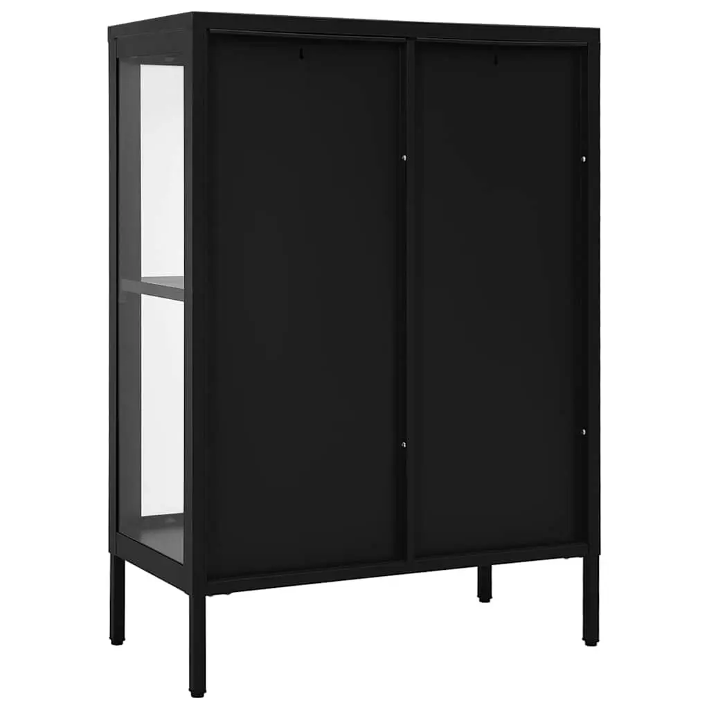 Black Sideboard Storage Cabinet with Glass Doors