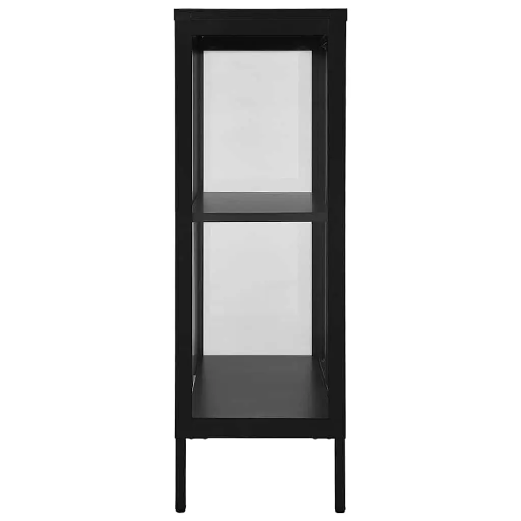 Black Sideboard Storage Cabinet with Glass Doors