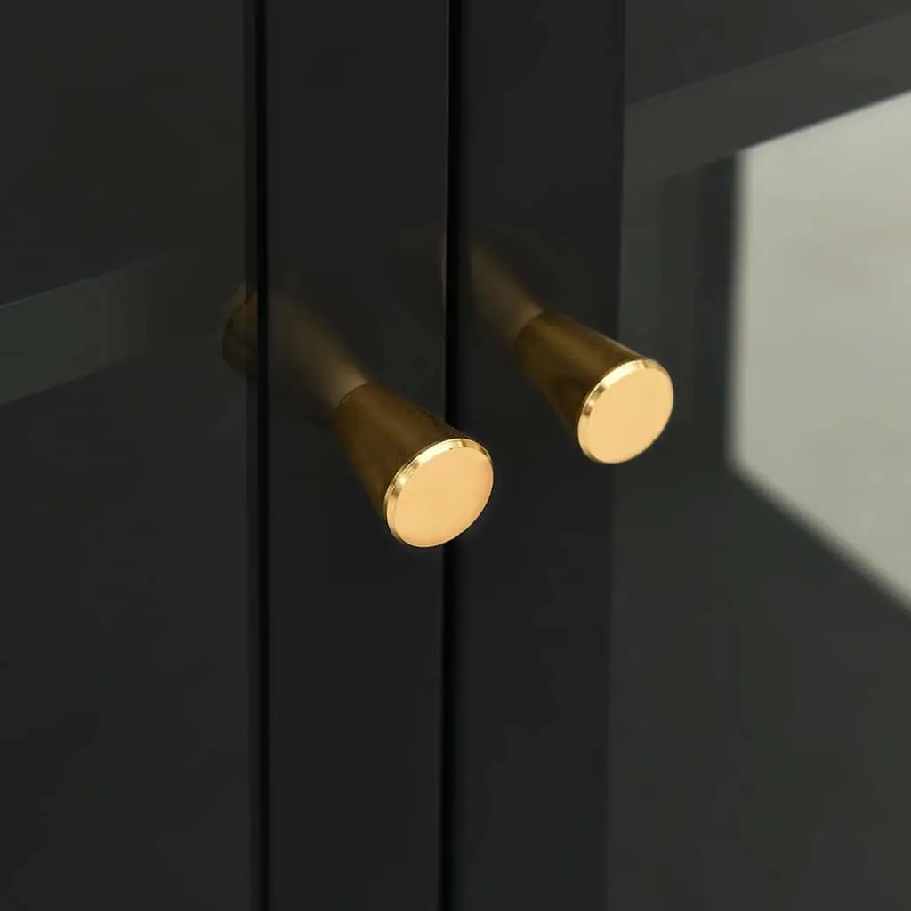 Black Sideboard Storage Cabinet with Glass Doors